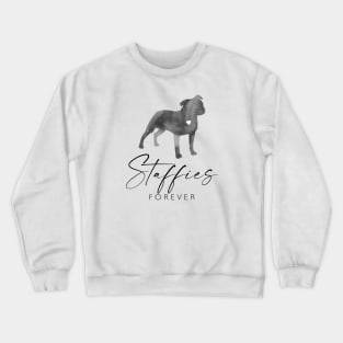 Staffordshire Bull Terrier Lover Gift - Ink Effect Silhouette - Staffies Forever Crewneck Sweatshirt